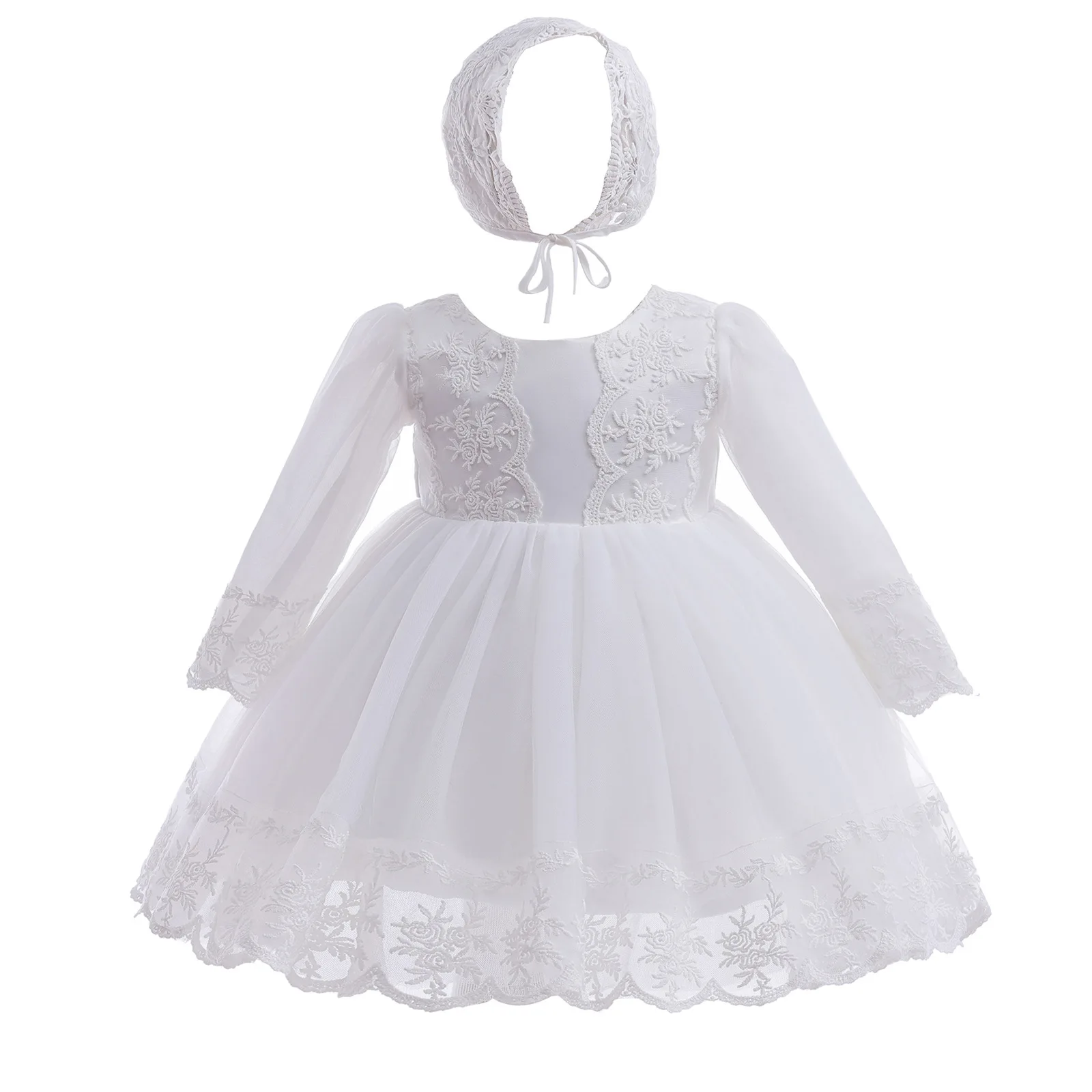 Baby Clothing Yarn - Abito da bambina bianco con ricami,