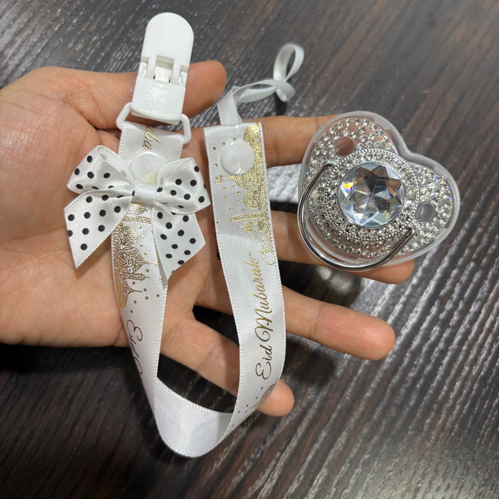 Newborn Gift Set - Ciuccio e Portaciuccio Dorati Scintillanti per