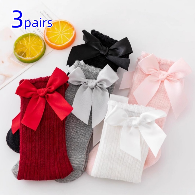 Toddler Sock Set - 3 paia/set neonate calzini grande fiocco