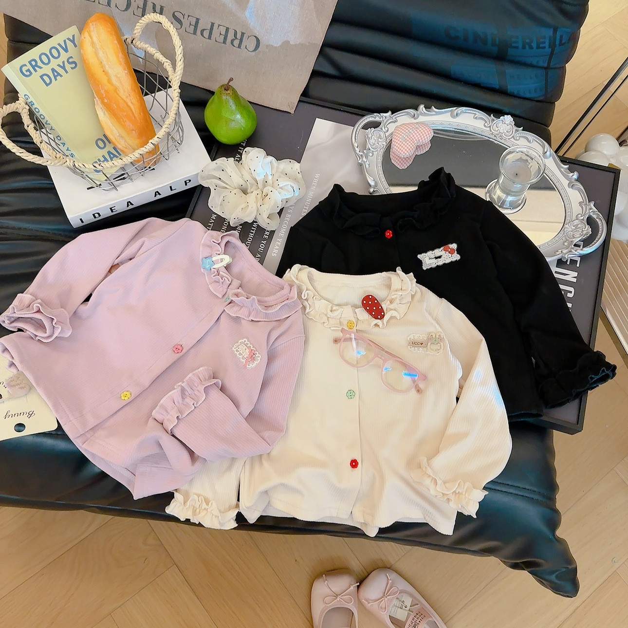 Knit Cardigan Infant - T-shirt a maniche lunghe per bambina,