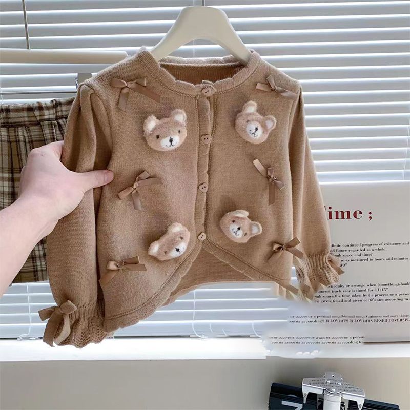 Knit Cardigan Infant - Bambini ragazze maglioni neonata motivo floreale